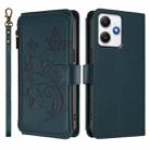 For Redmi 12 4G / 5G / Note 12R Butterfly Love Flower Multi-card Zipper Wallet Leather Phone Case(Dark Green) - 2