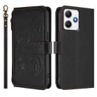 For Redmi 12 4G / 5G / Note 12R Butterfly Love Flower Multi-card Zipper Wallet Leather Phone Case(Black) - 2