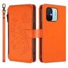 For Redmi 11A / Xiaomi Poco C55 Butterfly Love Flower Multi-card Zipper Wallet Leather Phone Case(Orange) - 2