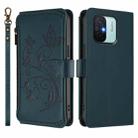 For Redmi 11A / Xiaomi Poco C55 Butterfly Love Flower Multi-card Zipper Wallet Leather Phone Case(Dark Green) - 2