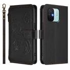 For Redmi 11A / Xiaomi Poco C55 Butterfly Love Flower Multi-card Zipper Wallet Leather Phone Case(Black) - 2