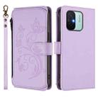 For Redmi 11A / Xiaomi Poco C55 Butterfly Love Flower Multi-card Zipper Wallet Leather Phone Case(Light Purple) - 2