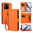 For Redmi 10A / Redmi 9C Butterfly Love Flower Multi-card Zipper Wallet Leather Phone Case(Orange) - 1