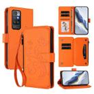 For Redmi 10 2022 Butterfly Love Flower Multi-card Zipper Wallet Leather Phone Case(Orange) - 1