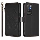 For Redmi 10 2022 Butterfly Love Flower Multi-card Zipper Wallet Leather Phone Case(Black) - 2