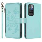 For Redmi 10 2022 Butterfly Love Flower Multi-card Zipper Wallet Leather Phone Case(Mint Green) - 2