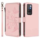 For Redmi 10 2022 Butterfly Love Flower Multi-card Zipper Wallet Leather Phone Case(Pink) - 2