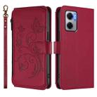 For Redmi 10 5G / Redmi 11 Prime 5G Butterfly Love Flower Multi-card Zipper Wallet Leather Phone Case(Wine Red) - 2