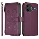 For Xiaomi Poco F7 Ultra / Redmi K80 Pro Butterfly Love Flower Multi-card Zipper Wallet Leather Phone Case(Dark Purple) - 2