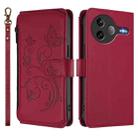 For Xiaomi Poco F7 Ultra / Redmi K80 Pro Butterfly Love Flower Multi-card Zipper Wallet Leather Phone Case(Wine Red) - 2