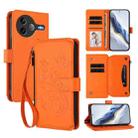 For Xiaomi Poco F7 Ultra / Redmi K80 Pro Butterfly Love Flower Multi-card Zipper Wallet Leather Phone Case(Orange) - 1
