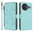 For Xiaomi Poco F7 Ultra / Redmi K80 Pro Butterfly Love Flower Multi-card Zipper Wallet Leather Phone Case(Mint Green) - 2