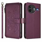 For Xiaomi Poco F7 Pro / Redmi K80 Butterfly Love Flower Multi-card Zipper Wallet Leather Phone Case(Dark Purple) - 2