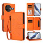 For Xiaomi Poco F7 Pro / Redmi K80 Butterfly Love Flower Multi-card Zipper Wallet Leather Phone Case(Orange) - 1