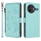 For Xiaomi Poco F7 Pro / Redmi K80 Butterfly Love Flower Multi-card Zipper Wallet Leather Phone Case(Mint Green) - 2