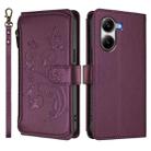 For Xiaomi Poco X7 Pro Butterfly Love Flower Multi-card Zipper Wallet Leather Phone Case(Dark Purple) - 2
