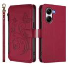 For Xiaomi Poco X7 Pro Butterfly Love Flower Multi-card Zipper Wallet Leather Phone Case(Wine Red) - 2