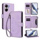 For Xiaomi Poco X7 Pro Butterfly Love Flower Multi-card Zipper Wallet Leather Phone Case(Light Purple) - 1