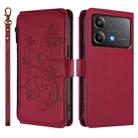 For Xiaomi Poco X6 Neo Butterfly Love Flower Multi-card Zipper Wallet Leather Phone Case(Wine Red) - 2