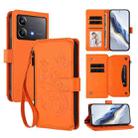 For Xiaomi Poco X6 Neo Butterfly Love Flower Multi-card Zipper Wallet Leather Phone Case(Orange) - 1