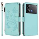 For Xiaomi Poco X6 Neo Butterfly Love Flower Multi-card Zipper Wallet Leather Phone Case(Mint Green) - 2