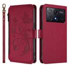 For Xiaomi Poco X6 Pro Butterfly Love Flower Multi-card Zipper Wallet Leather Phone Case(Wine Red) - 2