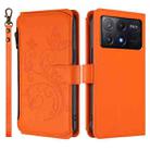 For Xiaomi Poco X6 Pro Butterfly Love Flower Multi-card Zipper Wallet Leather Phone Case(Orange) - 2