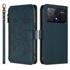 For Xiaomi Poco X6 Pro Butterfly Love Flower Multi-card Zipper Wallet Leather Phone Case(Dark Green) - 2