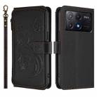 For Xiaomi Poco X6 Pro Butterfly Love Flower Multi-card Zipper Wallet Leather Phone Case(Black) - 2
