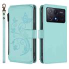 For Xiaomi Poco X6 Pro Butterfly Love Flower Multi-card Zipper Wallet Leather Phone Case(Mint Green) - 2