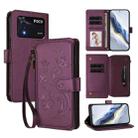 For Xiaomi Poco M4 Pro 4G Butterfly Love Flower Multi-card Zipper Wallet Leather Phone Case(Dark Purple) - 1