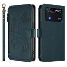 For Xiaomi Poco M4 Pro 4G Butterfly Love Flower Multi-card Zipper Wallet Leather Phone Case(Dark Green) - 2