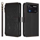 For Xiaomi Poco M4 Pro 4G Butterfly Love Flower Multi-card Zipper Wallet Leather Phone Case(Black) - 2