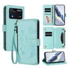 For Xiaomi Poco M4 Pro 4G Butterfly Love Flower Multi-card Zipper Wallet Leather Phone Case(Mint Green) - 1