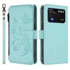 For Xiaomi Poco M4 Pro 4G Butterfly Love Flower Multi-card Zipper Wallet Leather Phone Case(Mint Green) - 2