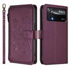 For Xiaomi Poco X4 Pro 5G Butterfly Love Flower Multi-card Zipper Wallet Leather Phone Case(Dark Purple) - 2