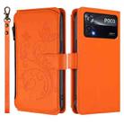 For Xiaomi Poco X4 Pro 5G Butterfly Love Flower Multi-card Zipper Wallet Leather Phone Case(Orange) - 2