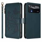 For Xiaomi Poco X4 Pro 5G Butterfly Love Flower Multi-card Zipper Wallet Leather Phone Case(Dark Green) - 2