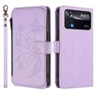 For Xiaomi Poco X4 Pro 5G Butterfly Love Flower Multi-card Zipper Wallet Leather Phone Case(Light Purple) - 2
