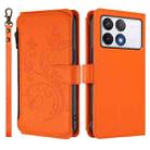 For Xiaomi Poco F6 Pro Butterfly Love Flower Multi-card Zipper Wallet Leather Phone Case(Orange) - 2