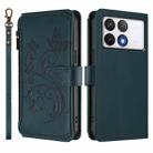 For Xiaomi Poco F6 Pro Butterfly Love Flower Multi-card Zipper Wallet Leather Phone Case(Dark Green) - 2