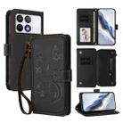 For Xiaomi Poco F6 Pro Butterfly Love Flower Multi-card Zipper Wallet Leather Phone Case(Black) - 1