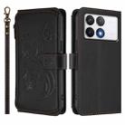 For Xiaomi Poco F6 Pro Butterfly Love Flower Multi-card Zipper Wallet Leather Phone Case(Black) - 2
