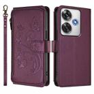 For Xiaomi Poco F6 Butterfly Love Flower Multi-card Zipper Wallet Leather Phone Case(Dark Purple) - 2