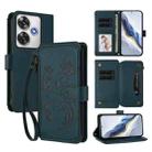For Xiaomi Poco F6 Butterfly Love Flower Multi-card Zipper Wallet Leather Phone Case(Dark Green) - 1