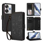 For Xiaomi Poco F6 Butterfly Love Flower Multi-card Zipper Wallet Leather Phone Case(Black) - 1