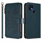 For Xiaomi Poco C40 / Redmi 10C Butterfly Love Flower Multi-card Zipper Wallet Leather Phone Case(Dark Green) - 2