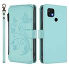 For Xiaomi Poco C40 / Redmi 10C Butterfly Love Flower Multi-card Zipper Wallet Leather Phone Case(Mint Green) - 2