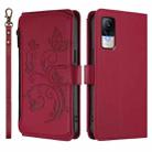 For Xiaomi Civi 1S Butterfly Love Flower Multi-card Zipper Wallet Leather Phone Case(Wine Red) - 2