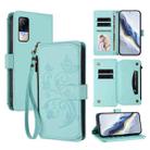 For Xiaomi Civi 1S Butterfly Love Flower Multi-card Zipper Wallet Leather Phone Case(Mint Green) - 1